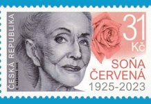 Operní pěvkyně Soňa Červená na poštovní známce